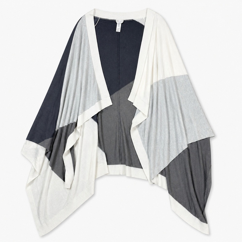 Lululemon Hatha Wrap Womens OS Nebula Raceway Grey White Silk Blend Poncho Shawl